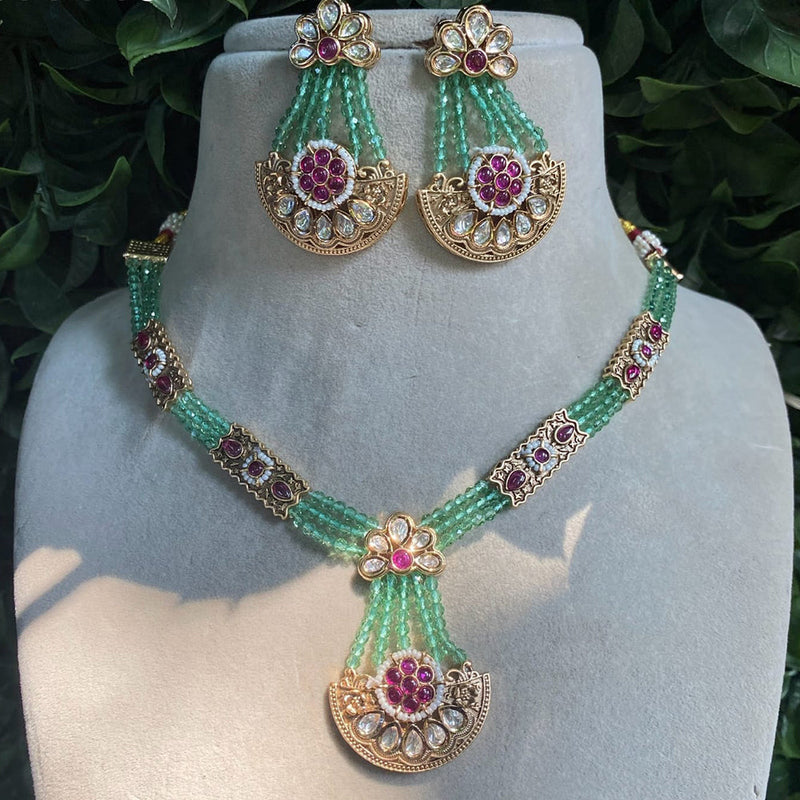 Royal Kundan Jewellery Gold Plated Polki Kundan And Pearls Necklace Set