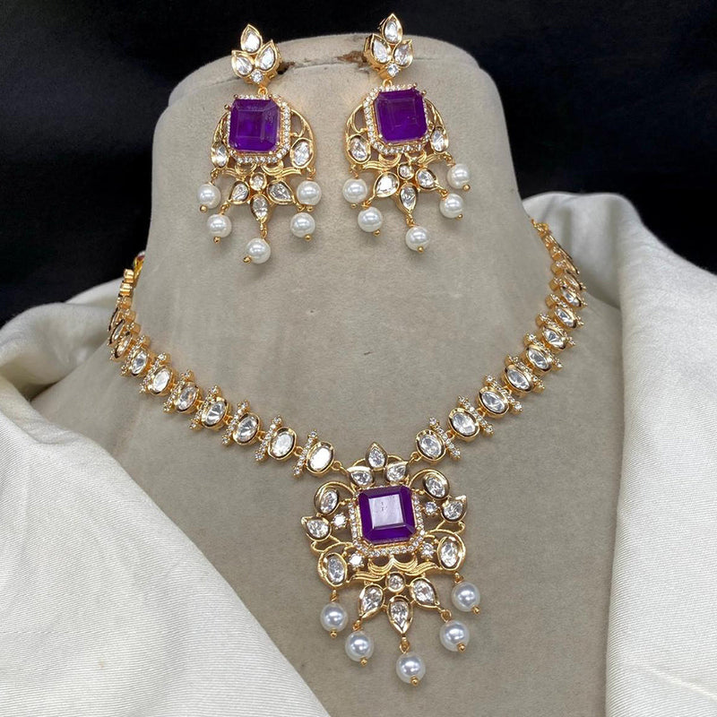 Royal Kundan Jewellery Gold Plated Polki Kundan And Pearls Necklace Set