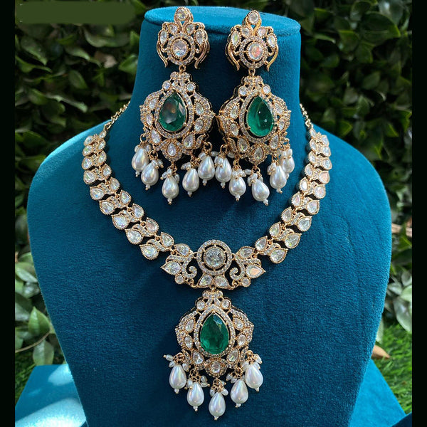 Royal Kundan Jewellery Gold Plated Polki Kundan And Pearls Necklace Set