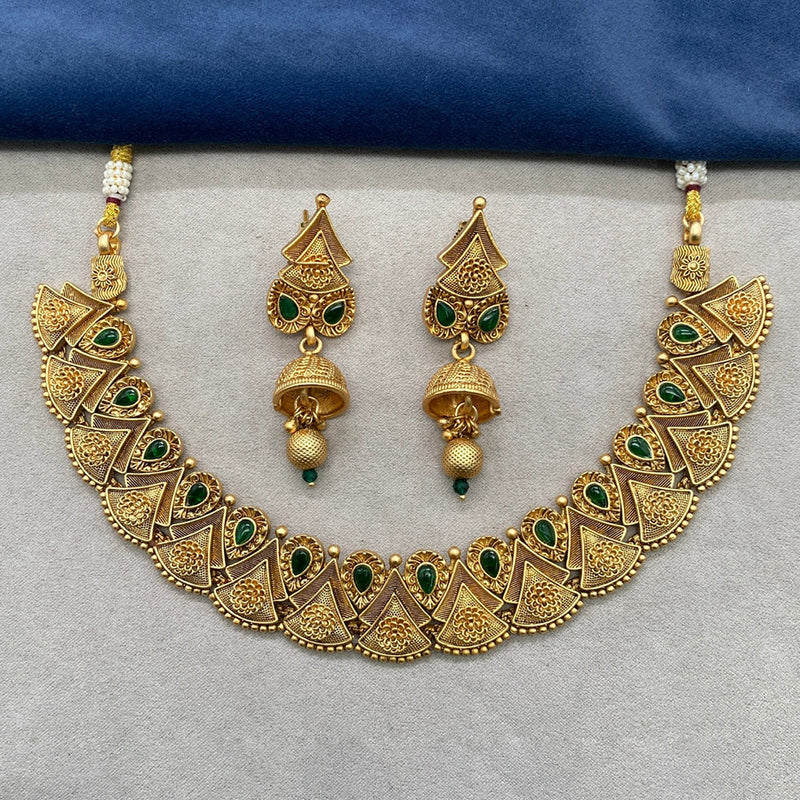 Royal Kundan Jewellery Gold Plated Pota Stone Necklace Set