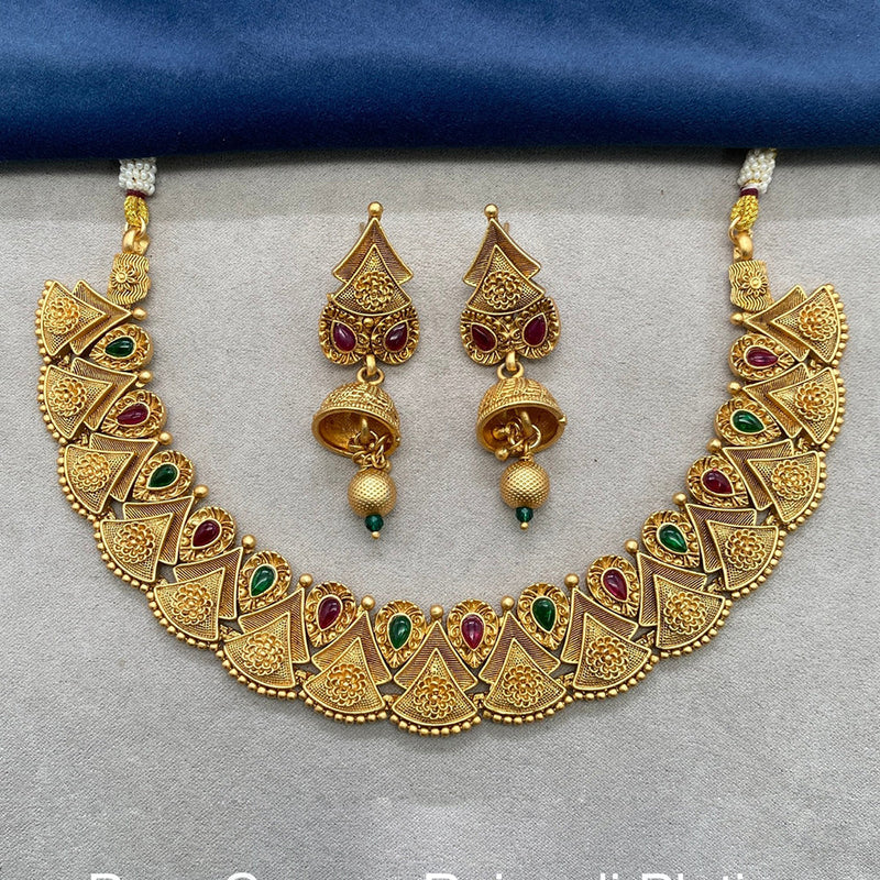 Royal Kundan Jewellery Gold Plated Pota Stone Necklace Set