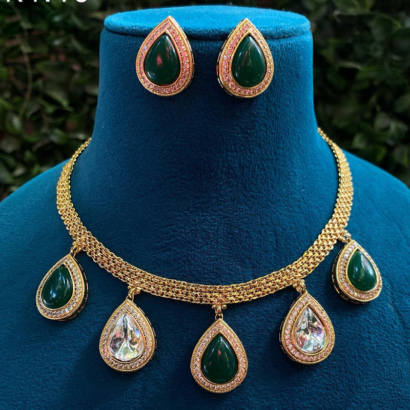 Royal Kundan Jewellery Gold Plated Crystal Stone Necklace Set