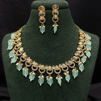 Royal Kundan Jewellery Gold Plated Austin Stone And Beads Necklace Set