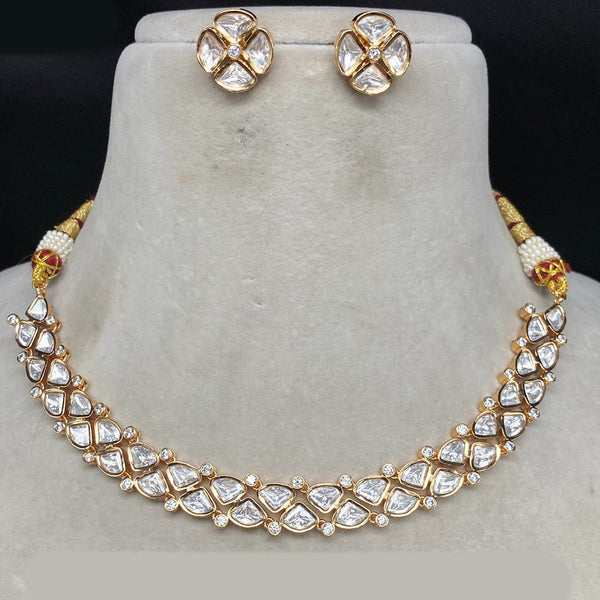 Royal Kundan Jewellery Gold Plated Polki Kundan Necklace Set