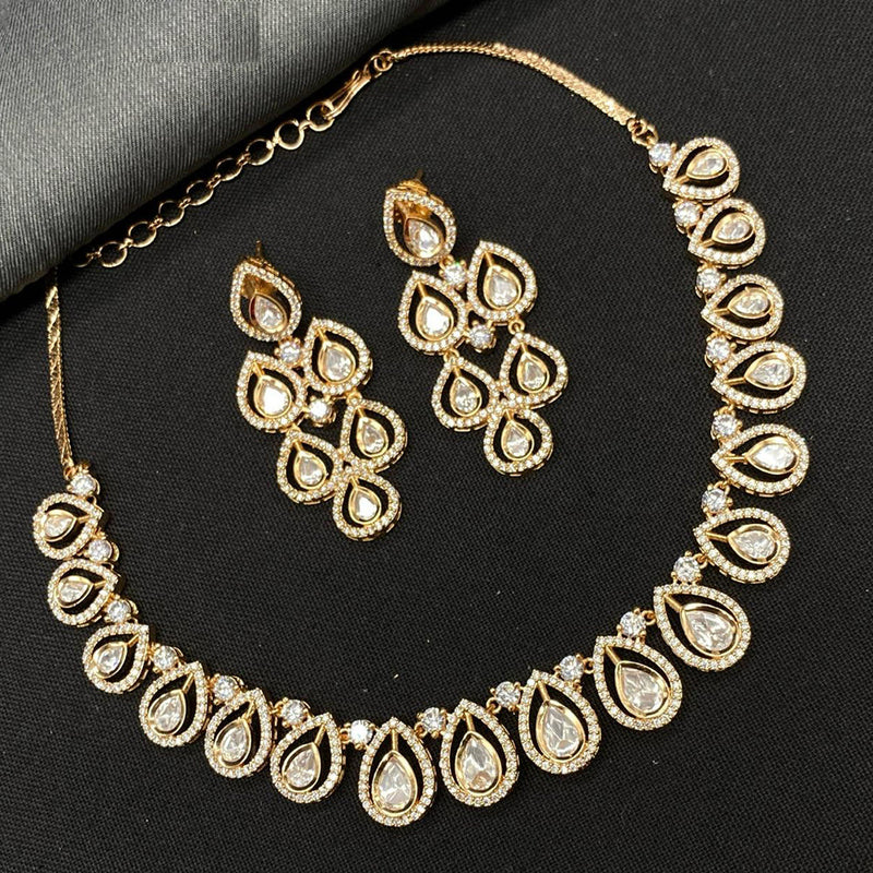 Royal Kundan Jewellery Gold Plated Polki Kundan Necklace Set