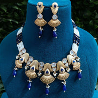 Royal Kundan Jewellery Gold Plated Polki Kundan And Beads Meenakari Necklace Set