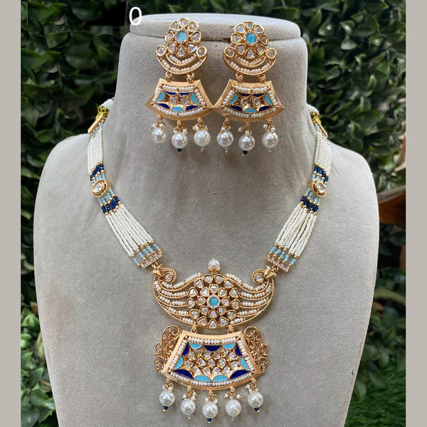 Royal Kundan Jewellery Gold Plated Polki Kundan And Pearls Necklace Set