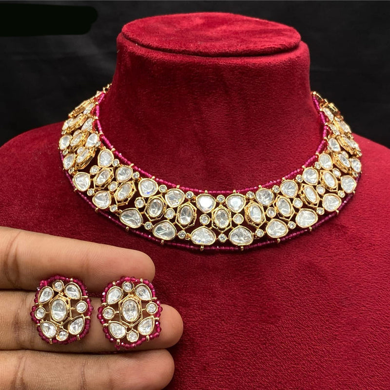 Royal Kundan Jewellery Gold Plated Polki Kundan Necklace Set