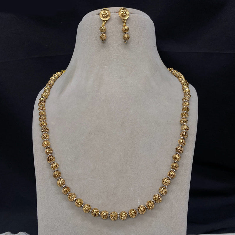 Royal Kundan Jewellery Gold Plated Beads Long Necklace Set