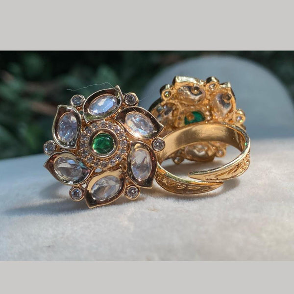 Royal Kundan Jewellery Gold Plated Crystal Stone Finger Ring