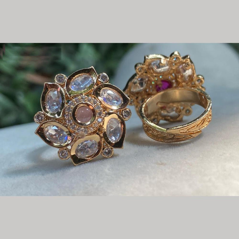 Royal Kundan Jewellery Gold Plated Crystal Stone Finger Ring