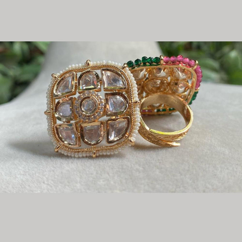 Royal Kundan Jewellery Gold Plated Crystal Stone Finger Ring