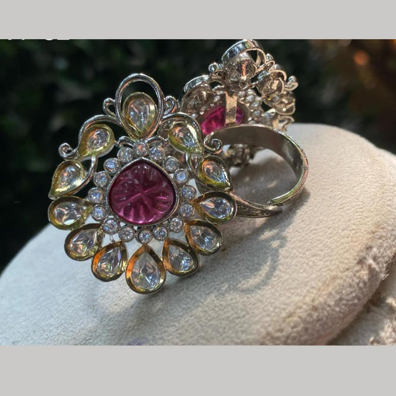 Royal Kundan Jewellery Gold Plated Crystal Stone Finger Ring