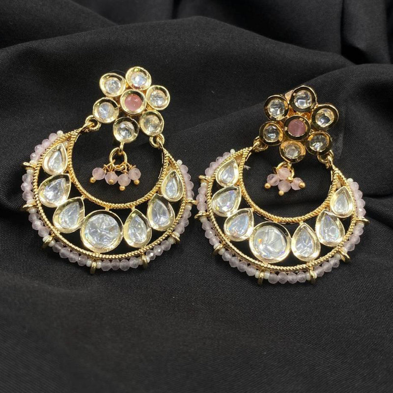 Royal Kundan Jewellery Gold Plated Crystal Stone Dangler Earrings