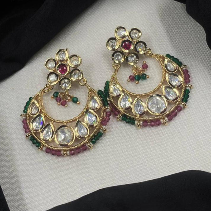 Royal Kundan Jewellery Gold Plated Crystal Stone Dangler Earrings