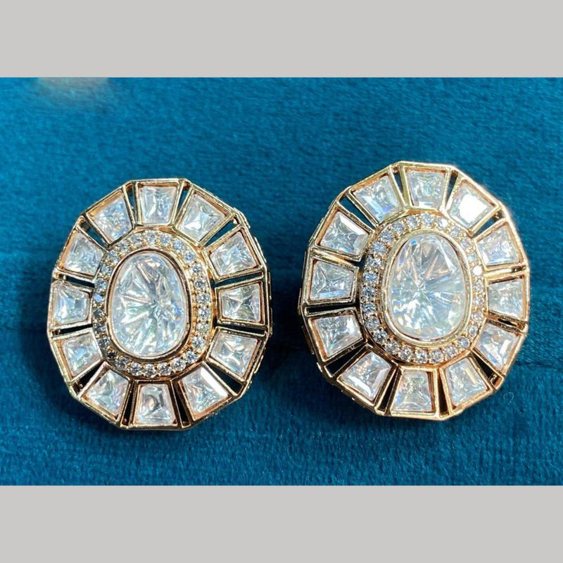 Royal Kundan Jewellery Gold Plated Crystal Stone Stud Earrings