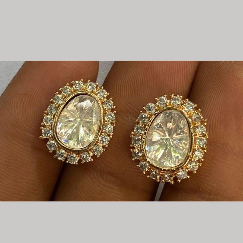 Royal Kundan Jewellery Gold Plated Crystal Stone Stud Earrings