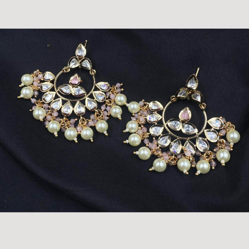 Royal Kundan Jewellery Gold Plated Crystal Stone Dangler Earrings