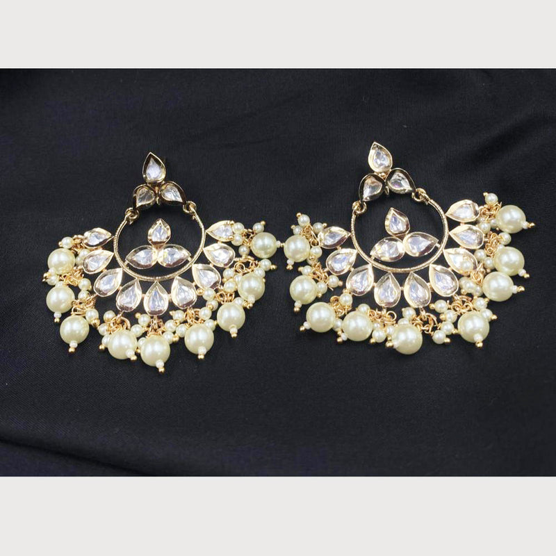 Royal Kundan Jewellery Gold Plated Crystal Stone Dangler Earrings