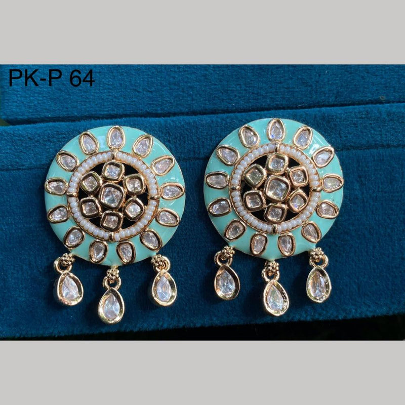 Royal Kundan Jewellery Gold Plated Crystal Stone Stud Earrings