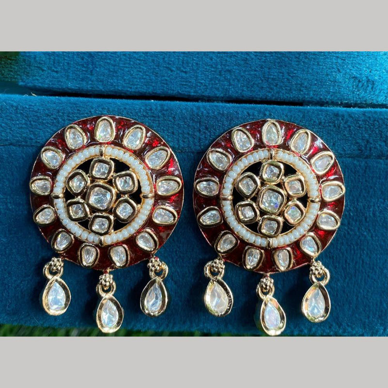 Royal Kundan Jewellery Gold Plated Crystal Stone Dangler Earrings