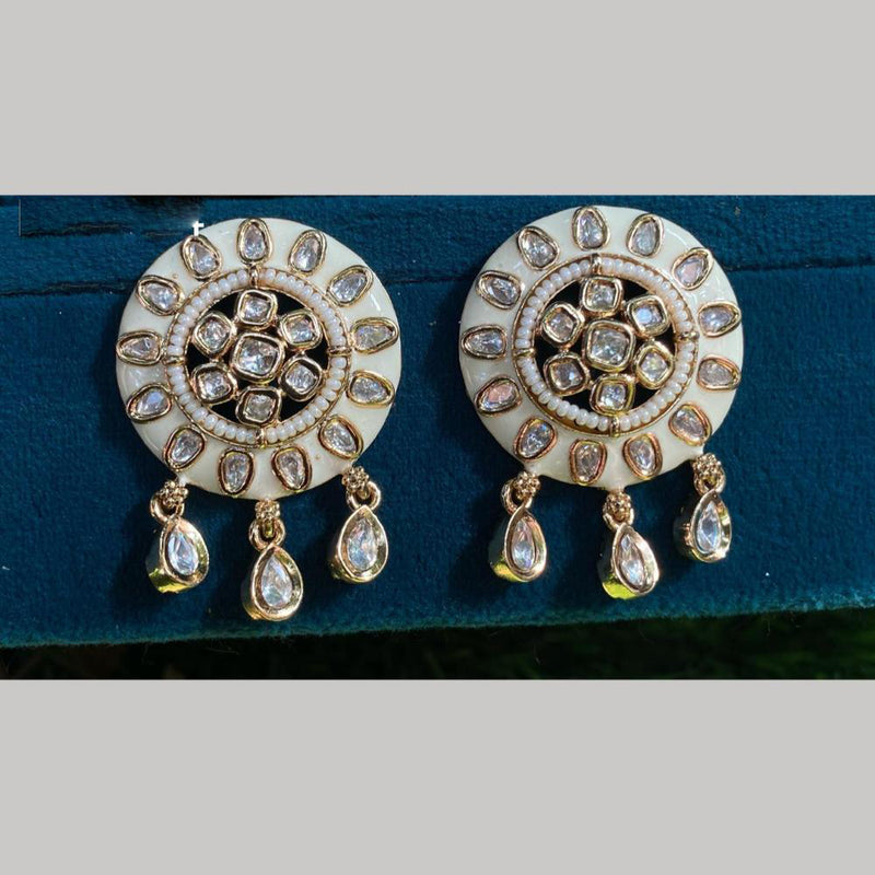 Royal Kundan Jewellery Gold Plated Crystal Stone Dangler Earrings