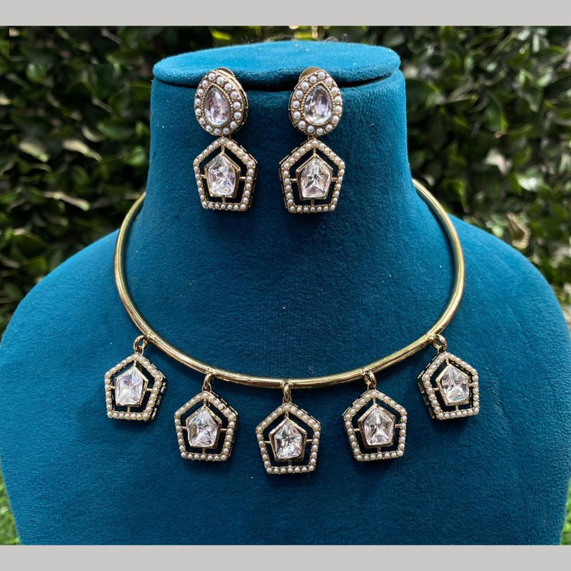 Royal Kundan Jewellery Gold Plated Crystal Stone Necklace Set