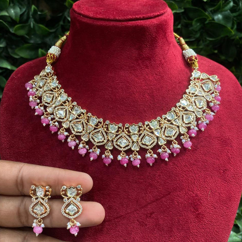 Royal Kundan Jewellery Gold Plated Ad Stone Necklace Set