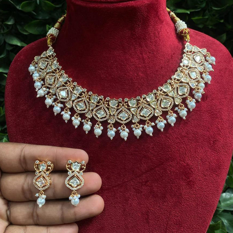 Royal Kundan Jewellery Gold Plated Ad Stone Necklace Set