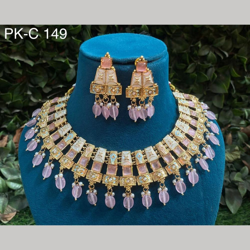 Royal Kundan Jewellery Gold Plated Crystal  Stone Necklace Set