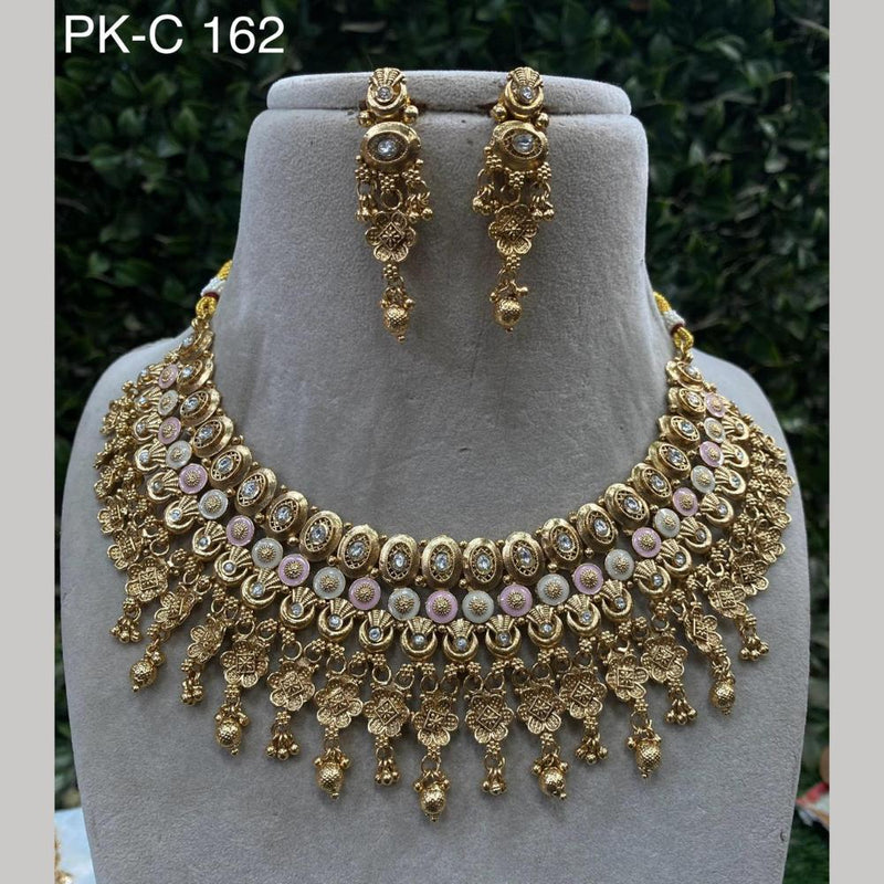 Royal Kundan Jewellery Gold Plated Crystal  Stone Necklace Set