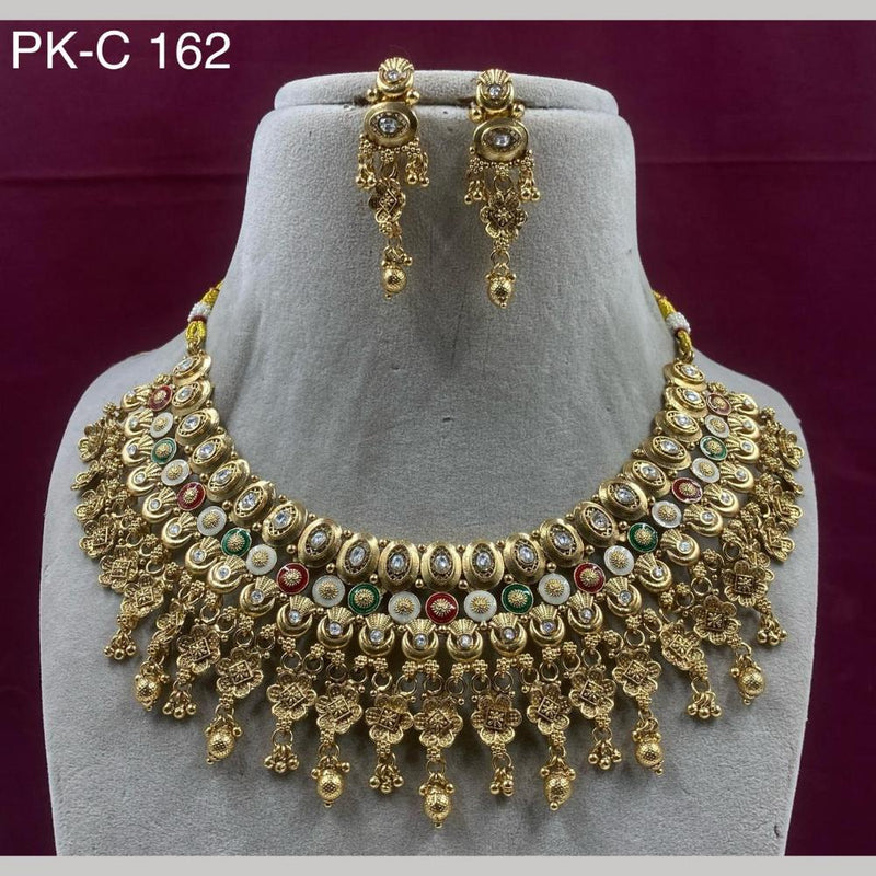 Royal Kundan Jewellery Gold Plated Crystal  Stone Necklace Set