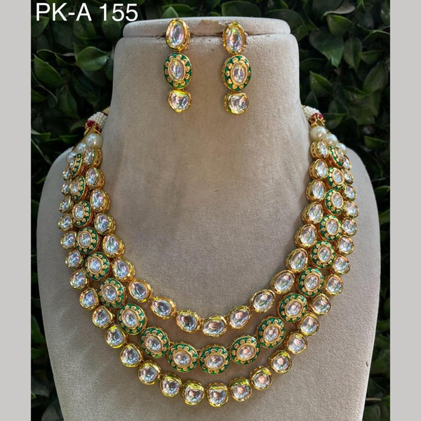 Royal Kundan Jewellery Gold Plated Crystal  Stone Necklace Set