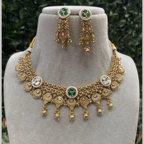 Royal Kundan Jewellery Gold Plated Crystal  Stone Necklace Set