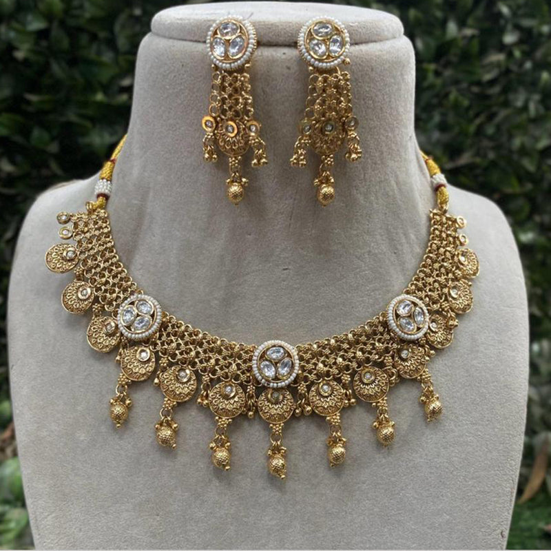 Royal Kundan Jewellery Gold Plated Crystal  Stone Necklace Set