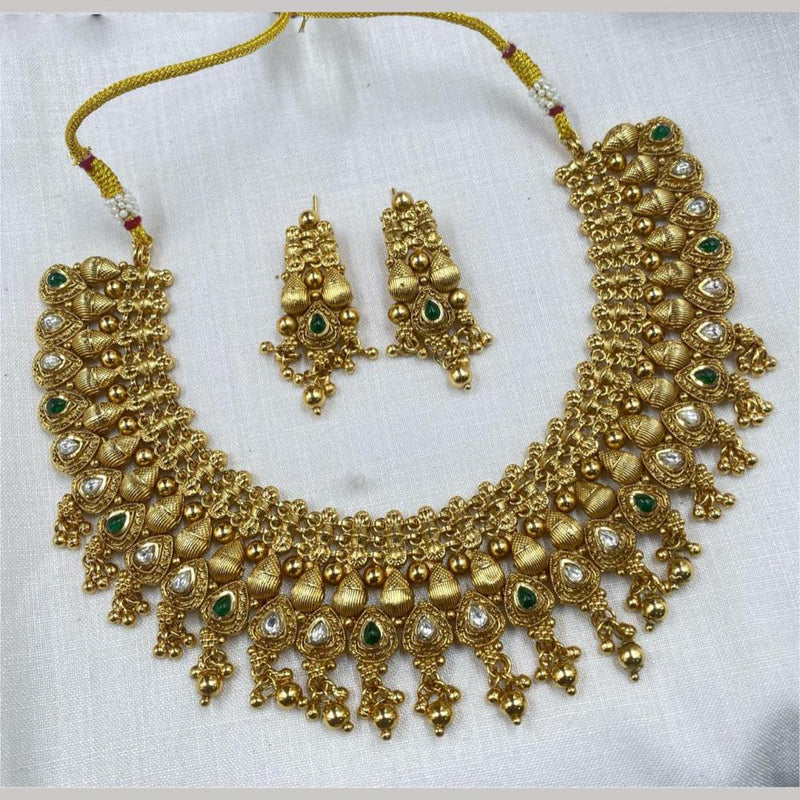 Royal Kundan Jewellery Gold Plated Crystal  Stone Necklace Set