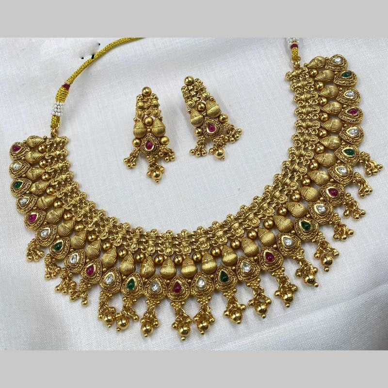 Royal Kundan Jewellery Gold Plated Crystal  Stone Necklace Set