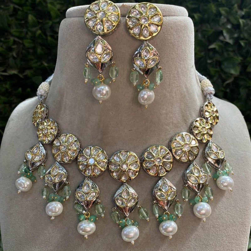 Royal Kundan Jewellery Gold Plated Polki Kundan Necklace Set