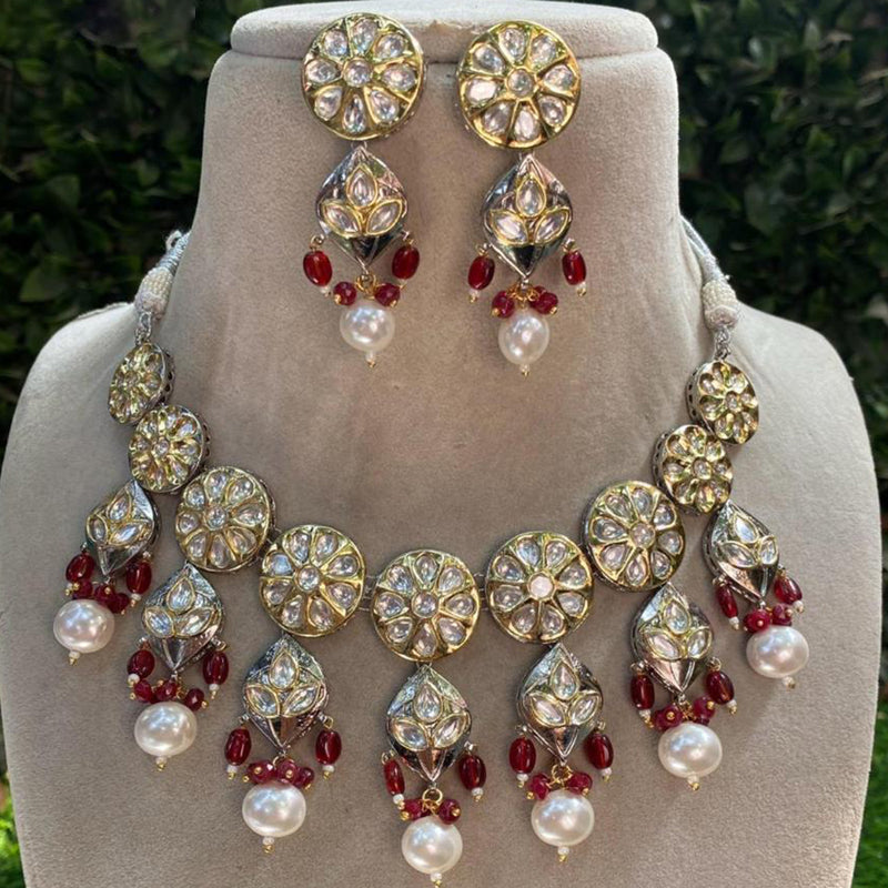 Royal Kundan Jewellery Gold Plated Polki Kundan Necklace Set