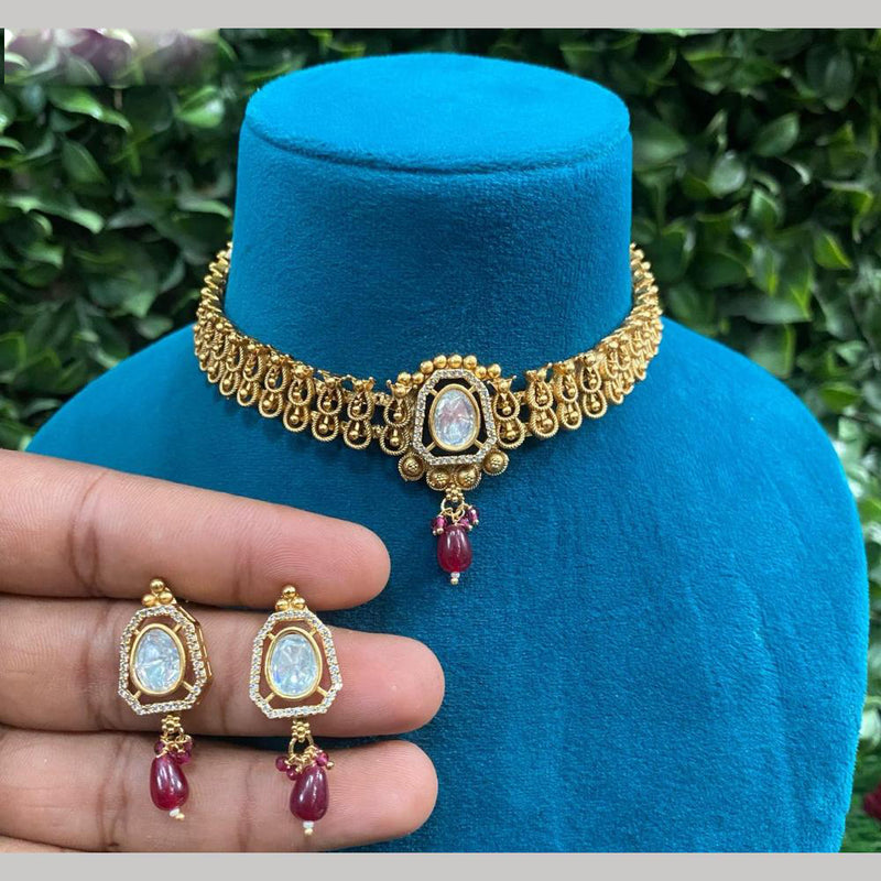 Royal Kundan Jewellery Gold Plated Kundan Stone Necklace Set