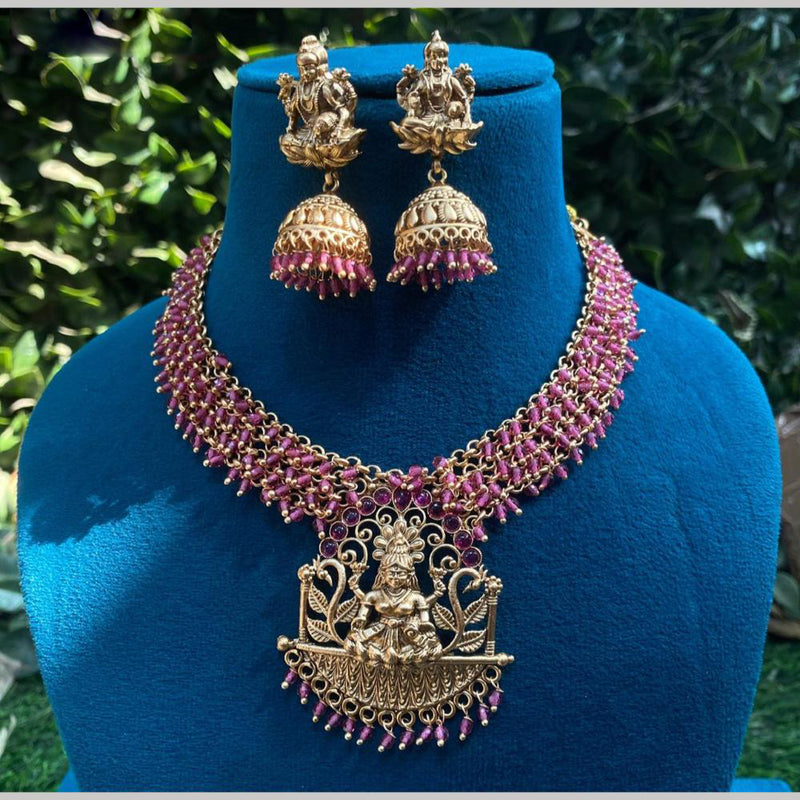 Royal Kundan Jewellery Gold Plated Pota  Stone Necklace Set