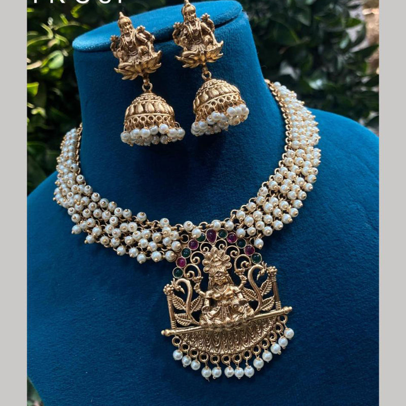 Royal Kundan Jewellery Gold Plated Pota  Stone Necklace Set