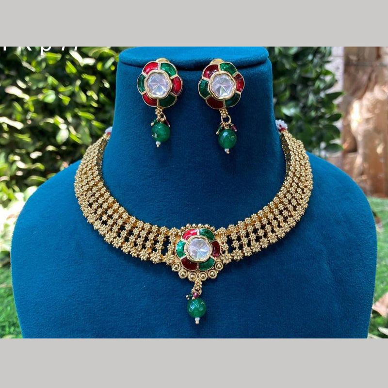 Royal Kundan Jewellery Gold Plated Kundan Stone Necklace Set