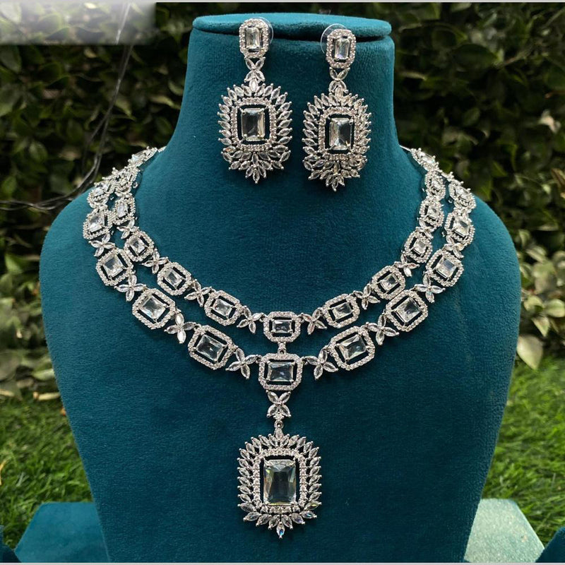 Royal Kundan Jewellery Gold Plated AD Stone Necklace Set