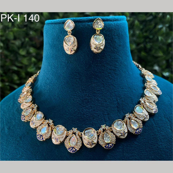 Royal Kundan Jewellery Gold Plated Kundan Stone Necklace Set