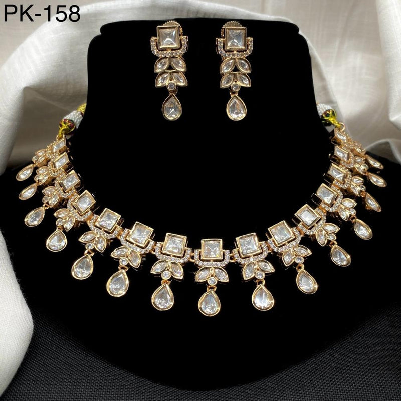 Royal Kundan Jewellery Gold Plated Crystal Stone Necklace Set