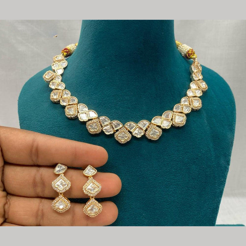 Royal Kundan Jewellery Gold Plated Crystal Stone Necklace Set