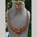 Royal Kundan Jewellery Gold Plated Pota Stone Temple Necklace Set