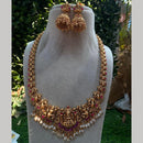 Royal Kundan Jewellery Gold Plated Pota Stone Temple Necklace Set