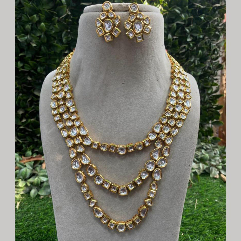 Royal Kundan Jewellery Gold Plated Crystal Stone Necklace Set